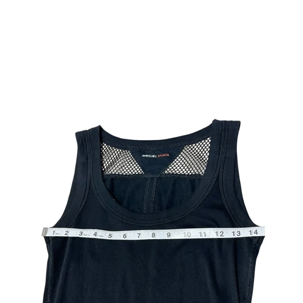 Marc Cain Sports Black Midi Dress Sleeveless Mesh Back Fit & Flare